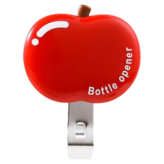 Magnetic Beer Bottle Can Tab Opener, 3-in-1 Apple Shaped Barware Beverage Bottle Opener, Novelty Bottle Can Opener Tool, Bottle Opener for Kitchen Bar Party Home Use (Red)