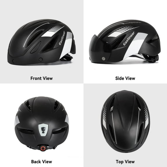 Magnetic Bike Helmet with Goggle and USB Rechargeable Taillight for Adults