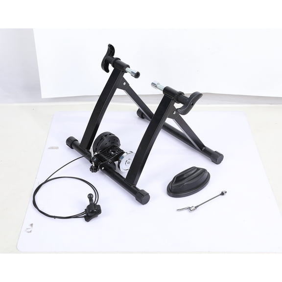 Magnetic Bike Trainer Stand, Indoor Stationary Fits 26"-28" & 700C Wheels, 6-Level Adjustable Resistance Bicycle Trainer with Quick Release Lever and Front Riser Block for Home Training