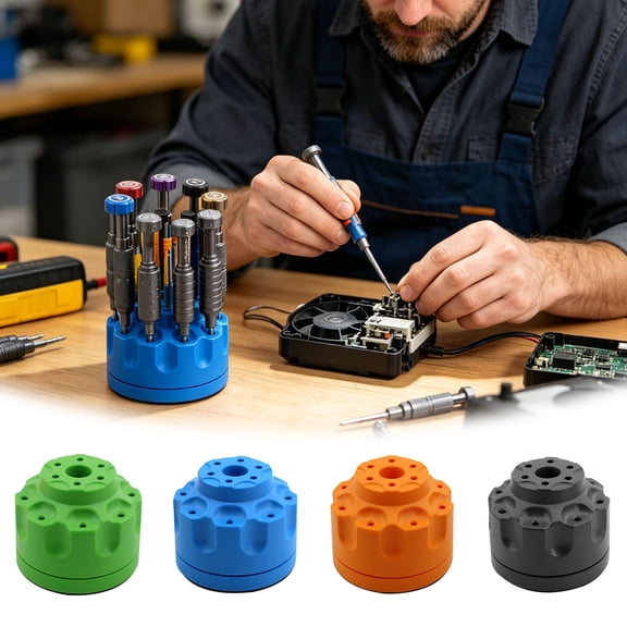 Bit Holder, 14-Hole Rotating Screwdriver Organizer Stand, Desktop Storage for Electricians, Home Garage
