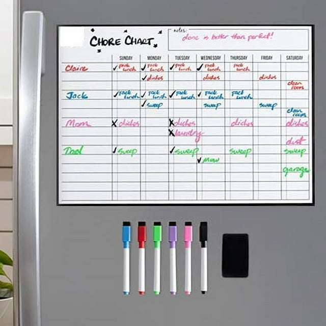Magnetic Black Dry Erase Chore Chart for Multiple Kids and Adults ...