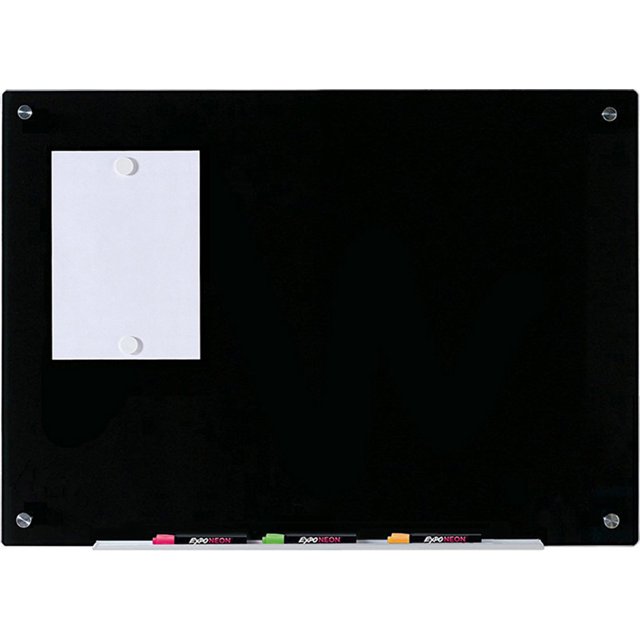 Black Glass DryErase Board Set 23 5/8" x 35 1/2" Includes