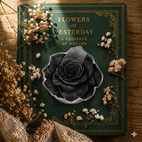 Magnetic Black Rose Phone Grip Tok for Goth Dark Academia Rose Phone Holder Stand Aesthetic Acrylic Detachable Gift for Women