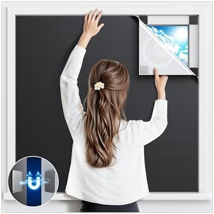 Magnetic Blackout Window Cover, 105" x 58" Portable Blackout Curtains for Bedroom, No Drill Windows Shades & Black Out Blinds, Temporary Black Out Shades for Window Film Nursery Travel RV - Blacks