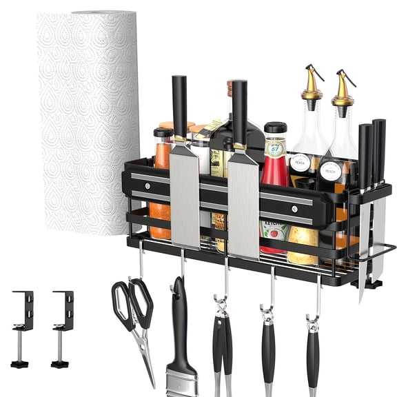 Magnetic Blackstone Griddle Caddy - Metal Organizer for 17"/22"/28"/36" Griddles, Paper Towel/Knife/Utensil Holder, Wall-Mounted Space-Saving Father Gift