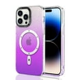 thumbnail image 1 of Magnetic Bling Case for iPhone 14 Pro Max [Compatible with MagSafe],Gradient Color Clear Glitter Aesthetic Slim Shockproof Protect Sparkle Unique Silicone Phone Cover for Women Girls,Purple, 1 of 16