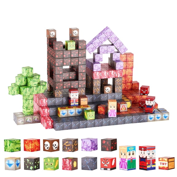 , Magnetic Blocks 100 PCS Dark Castle Set STEM Montessori Sensory Toys, Black ,Iron ,