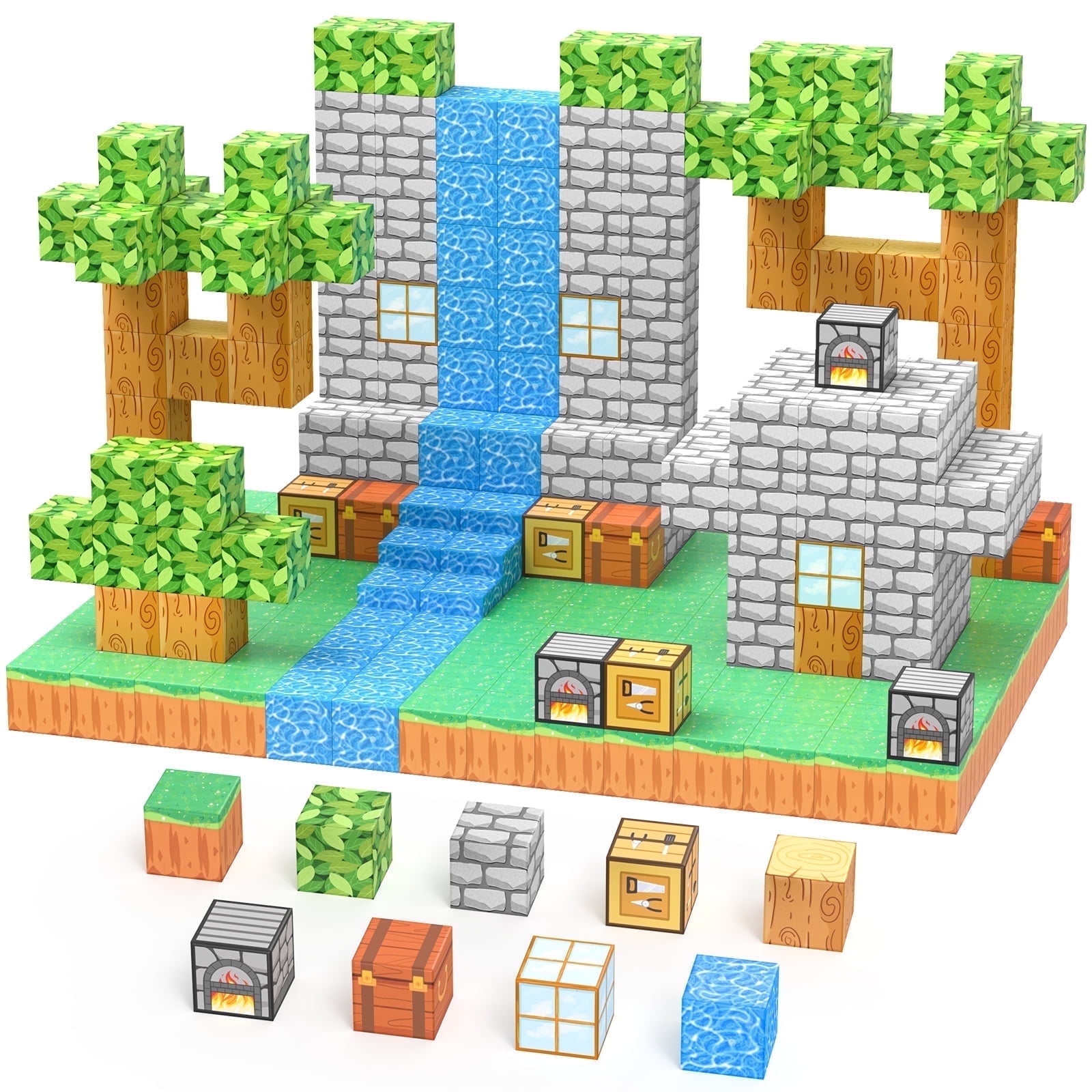 Magnetic Blocks 100 Pcs, Magnetic Tiles Building Toys Toddler Toys STEM Sensory Construction Toys for 3 4 5 6 7 8 Year Old Boys & Girls, Creative Kids Games Kids Toys