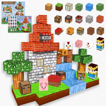 Magnetic Blocks-100PCS Magnetic Building Blocks Magnetic Tiles Stacking, Build Mine Magnet World Set, Sensory Toys Magnet BlocksMagnetic Blocks-100PCS Magnetic Building Blocks Magnetic Tiles Stacking