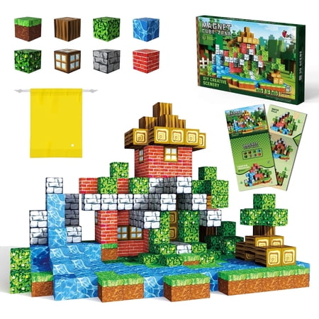 Magnetic Blocks-100PCS STEM Building Blocks Set, Construction Toys for Kids Boys Girls Ages 3 4 5 6 7 8 9 10 Birthday Gifts