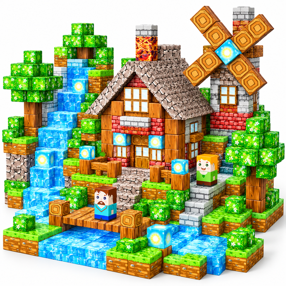Magnetic Blocks 150PCS(Forest Castle), 1” Magnetic Building Blocks STEM Toys for Kids Ages 3+, Boys Girls Toddler Birthday Gifts