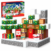 150PCS Christmas Magnetic Building Blocks for Kids Ages 3+, STEM Construction Cubes with Holiday Designs, Storage Bag & Instruction Guide, TIMETOME