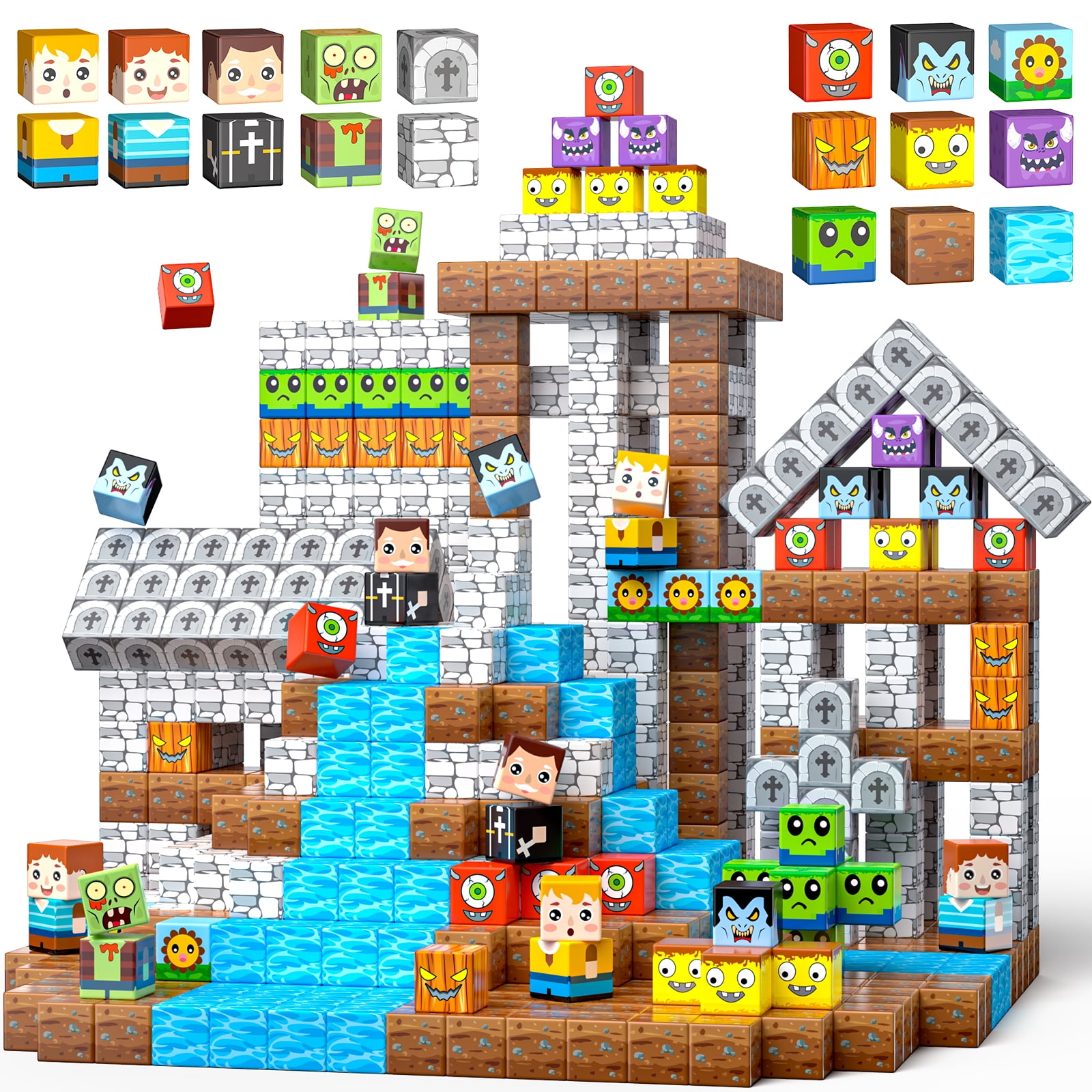 Sbekiev Magnetic Blocks 150PCS Magnetic Building Cube Game, Constructions Toys for Boys & Girls Age 3-4, 5 6 7 8 9 10, Sensory Tiles Building Birthday for Toddlers