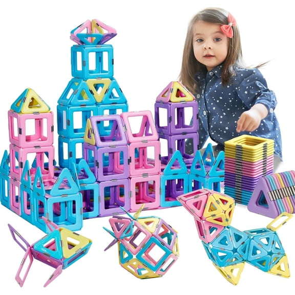 Magnetic Blocks,30 PCS Toddler Toys Magnetic Building Blocks for Kids,3D Magnetic Tiles Toys Set,Educational STEM Toys for Over 3 Years Old Boys Girls(12 Triangles,18 Squares)