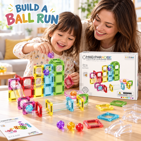Magnetic Blocks With Balls And Tubes Set,Portable Magnet Building Toys for Travel,STEM Educational Construction Building STEM & Montessori,Christmas & Birthday Stocking Stuffer Gifts for Boys & Girls