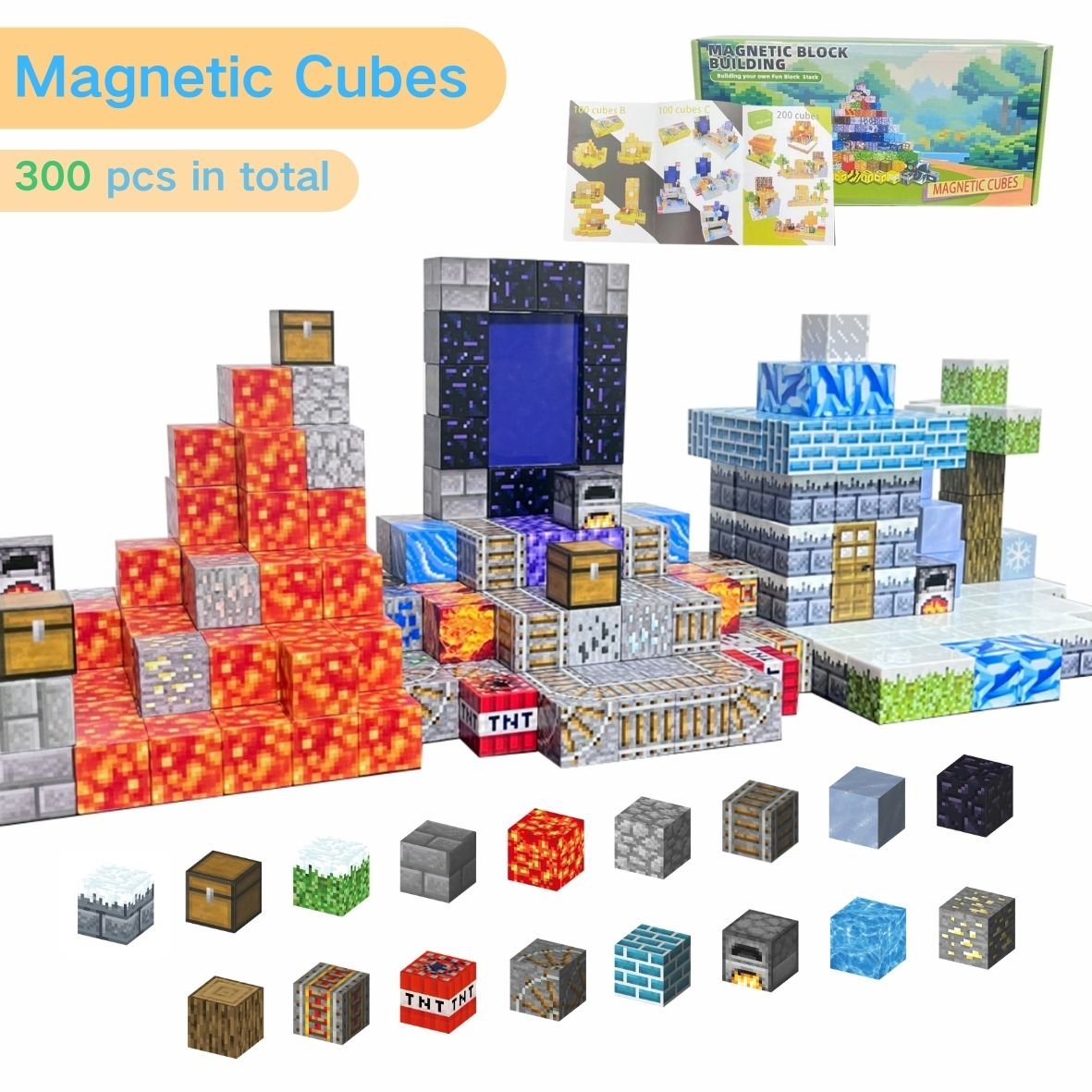 Magnetic Blocks - Build Mine Magnet World Magic Portal Set, Magnetic Tiles Building Blocks Toddler Toys STEM Sensory Outdoor Toys for 3+ Year Old Boys & Girls, Creative Kids Games Kids Toys