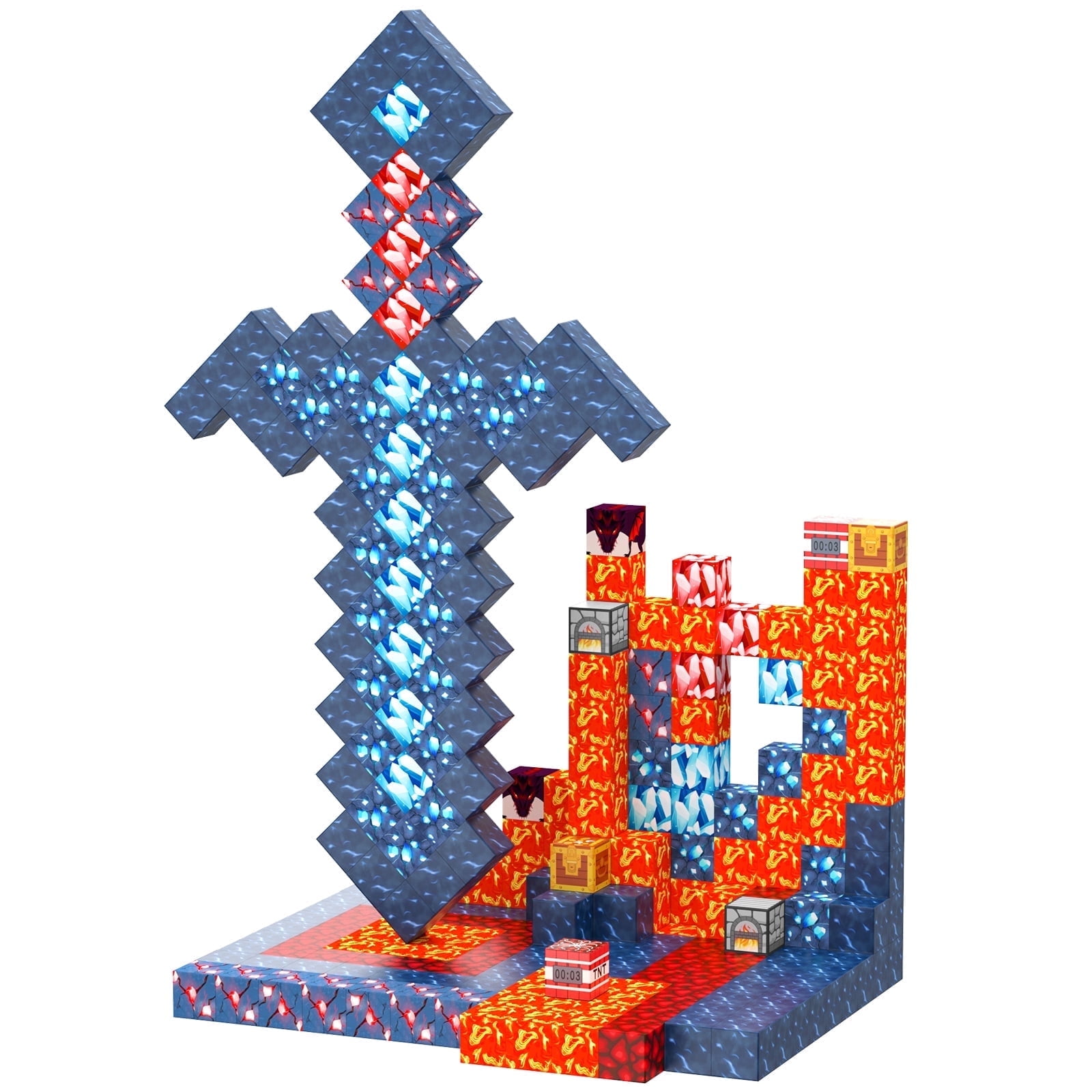 CENOVE Magnetic Blocks Magnetic Tiles Toddler Toys for 3+ Year Old Boys Girls-Build Sword World Caverns , Montessori Stem Construction Toys for Kids 3-8 Gifts