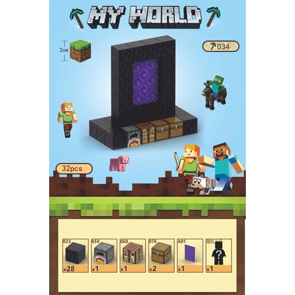 Magnetic Blocks - Minecraft Building Blocks 32Pcs - Construction Toys for Children Ages 4-10 - Building Sets, Birthday Gifts, Christmas Gifts, Gifts for Children Ages 4 and Up