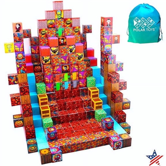 Magnetic Blocks - Polar Toys Magnetic Cubes Mine Theme Open-Ended Magnetic Building Set Magnetic Puzzle for Adventure & Play Magnetic Building Blocks Sensory Toys for Boys & Girls Age 3 4 5 6 7 8