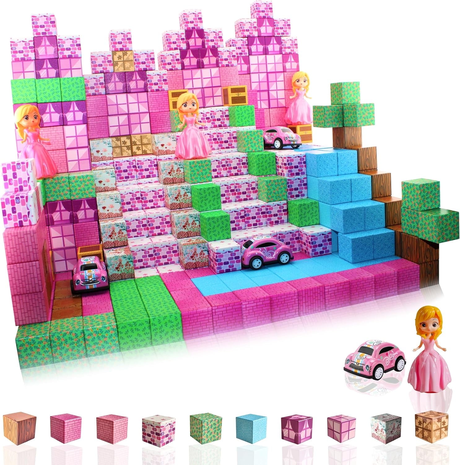 Polar Cubes Princess Castle Magnetic Blocks 112 Piece Stacking