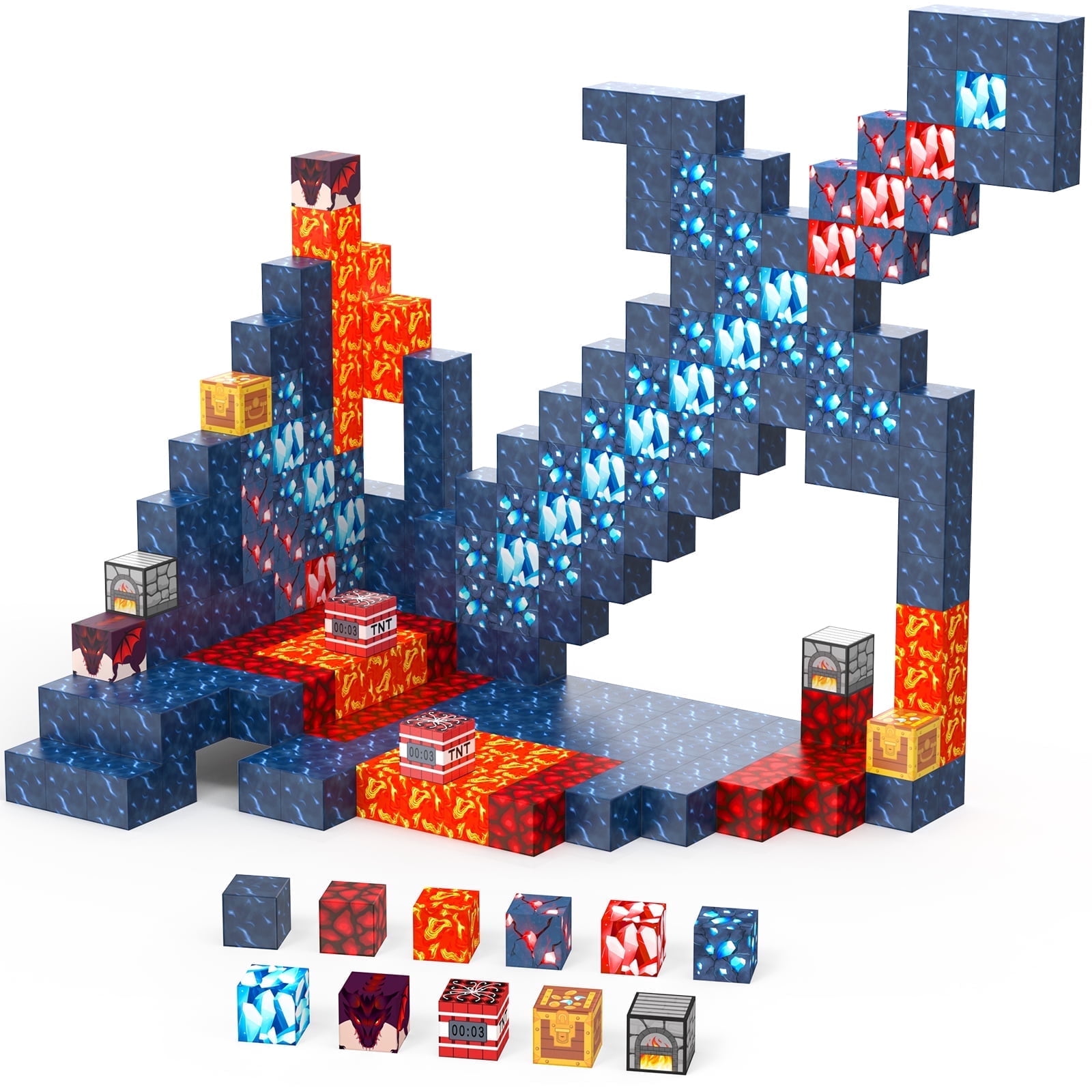 Magnetic Blocks 100 Pcs, Magnetic Tiles Building Toys Toddler Toys STEM Sensory Construction Toys for 3 4 5 6 7 8 Year Old Boys & Girls, Creative Kids Games Kids Toys