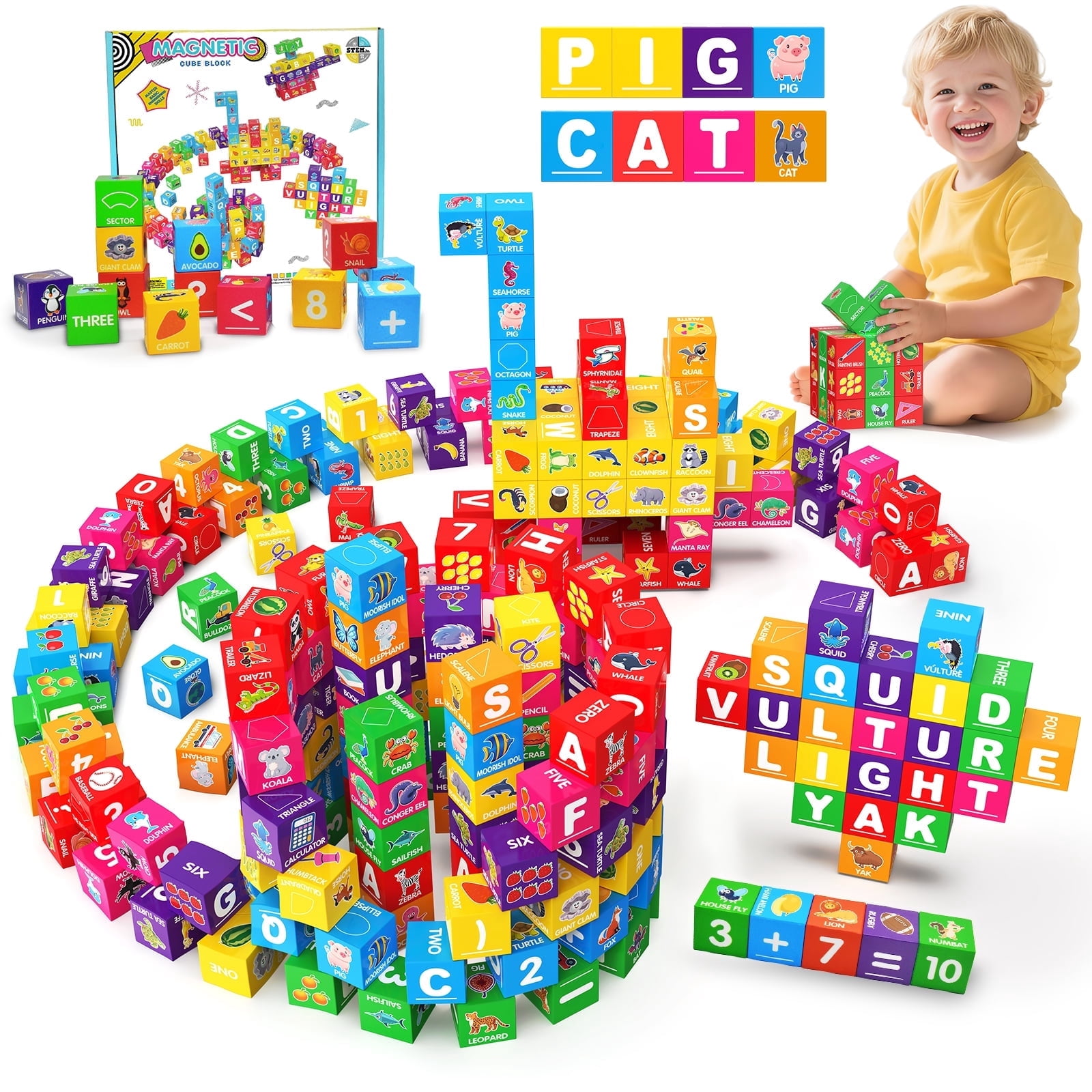 Magnetic Blocks for Toddlers 1-3, 1.4 inch Large Building Blocks Number ...