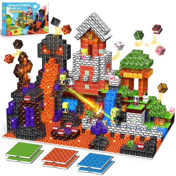 Magnetic Blocks for Kids, 150PCS Magnetic Building Blocks Magnet Cube Toys,STEM Montessori Sensory Toys for 3 4 5 6 7 Year Old Boys Girls