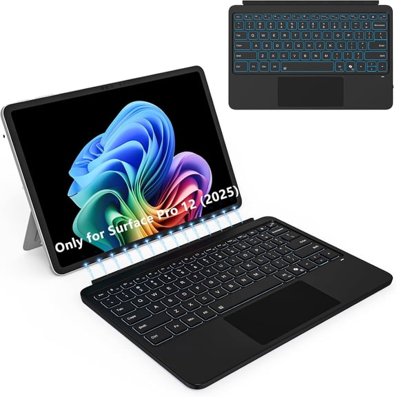 Magnetic Bluetooth Keyboard for Surface Pro 12" (2025) | Multi-Touch Trackpad