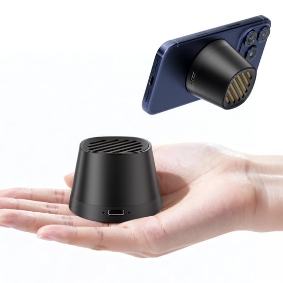 Magnetic Bluetooth Speaker, Portable Mini Speaker with Wireless Charger & Phone Stand, Bluetooth Speakers for Kitche, Refrigerator, Anything Magnet, Gifts (Light Beige)