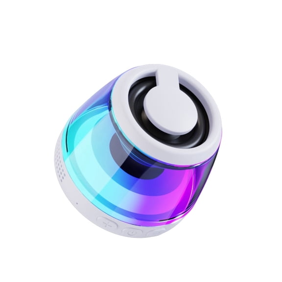 Magnetic Bluetooth Speaker Wireless Induction Bluetooth Speaker Mini Portable Cell Phone StandS peaker with Lanyard & RGB Night Light for Home,Outdoors, or Gift (White)