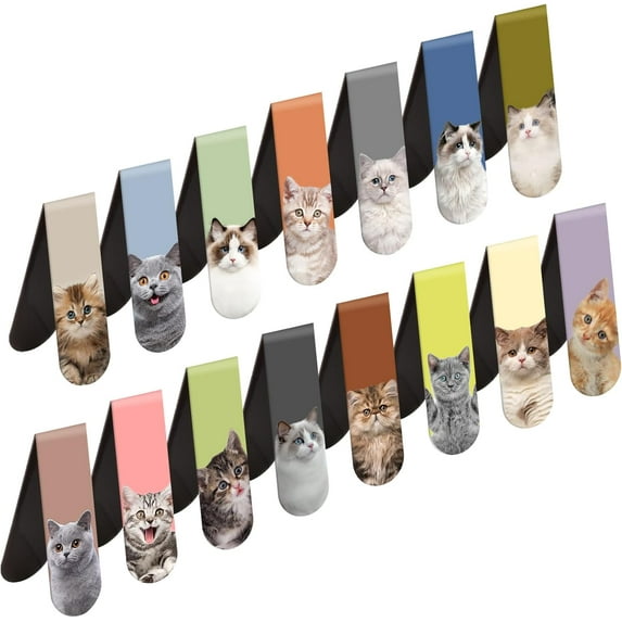 Ahot Magnetic Bookmarks, 15PCS Cute Animal Pattern, Multicolor, Paper, Bookmark