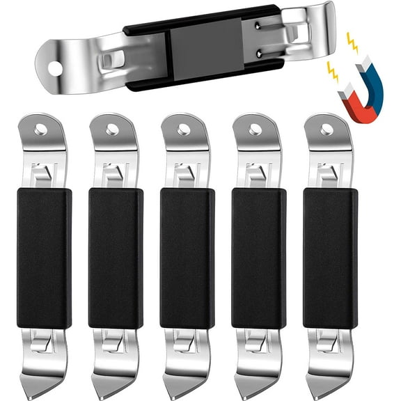 Magnetic Bottle Openers Classic Stainless Steel Beer Punch Opener Can Tapper Bottle Opener with Magnet for Refrigerator Camping and Traveling (Black,6 Pieces)