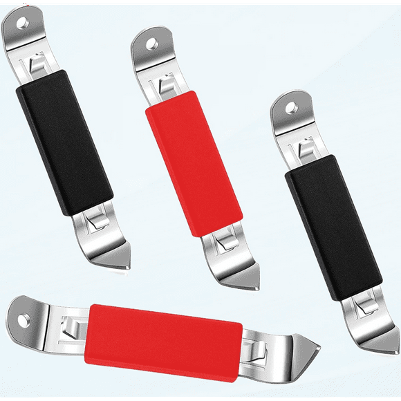 Magnetic Bottle Openers Classic Stainless Steel Beer Punch Opener Can Tapper Bottle Opener with Magnet for Refrigerator Camping and Traveling (Red, Black,4 Pieces)