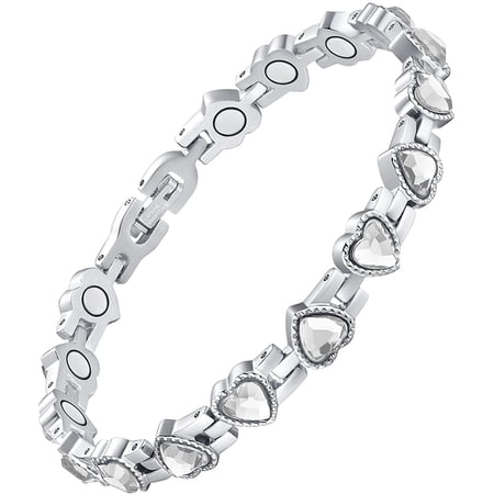 Magnetic Bracelet for Women Titanium Steel Magnetic Bracelet with Neodymium Magnets & Sparkling Crystals, Christmas Jewelry Gifts