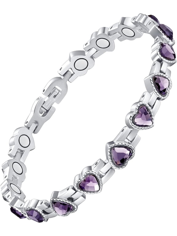 Magnetic Bracelet for Women Titanium Steel Magnetic Bracelet with Neodymium Magnets & Sparkling Crystals, Christmas Jewelry Gifts
