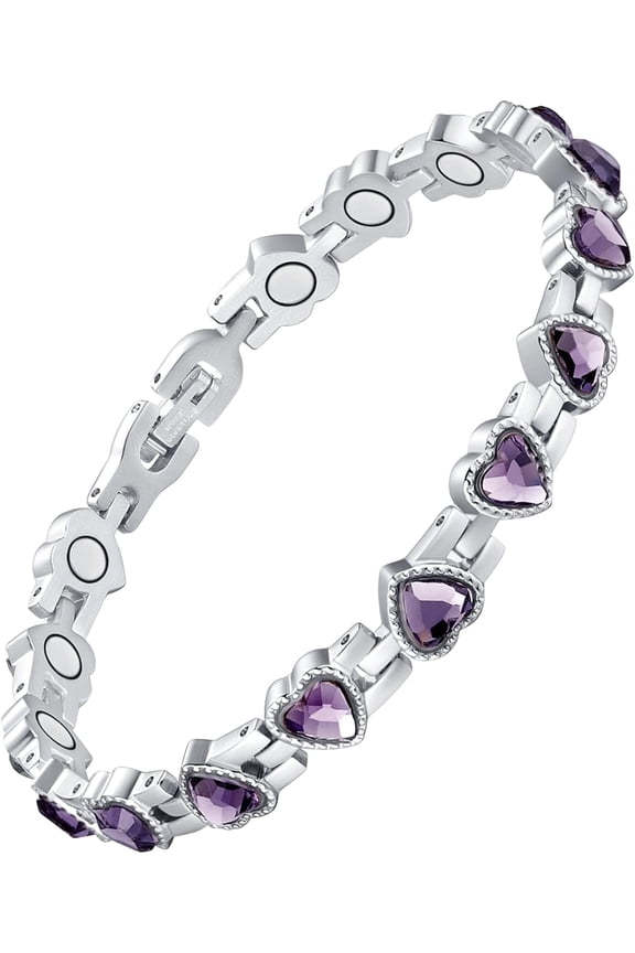 Magnetic Bracelet for Women Titanium Steel Magnetic Bracelet with Neodymium Magnets & Sparkling Crystals, Christmas Jewelry Gifts