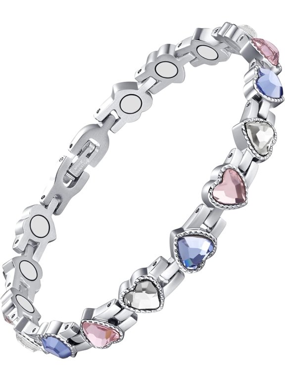 Magnetic Bracelet for Women Titanium Steel Magnetic Bracelet with Neodymium Magnets & Sparkling Crystals, Christmas Jewelry Gifts