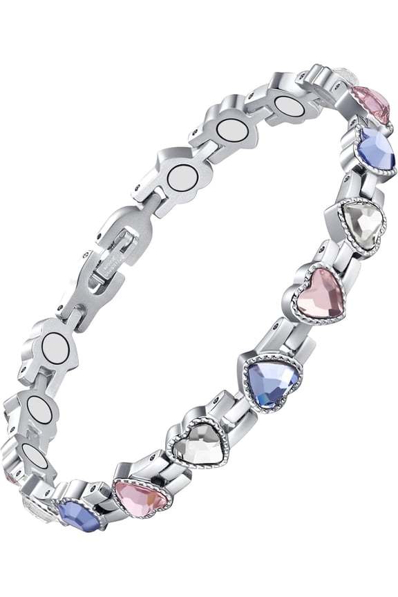 Magnetic Bracelet for Women Titanium Steel Magnetic Bracelet with Neodymium Magnets & Sparkling Crystals, Christmas Jewelry Gifts