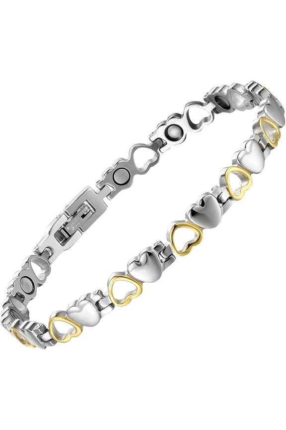 Magnetic Bracelet for Women, Titanium Steel Wristband Brazaletes for Pain Relief Solid Pure Copper Jewelry Gift with Adjustable Tool