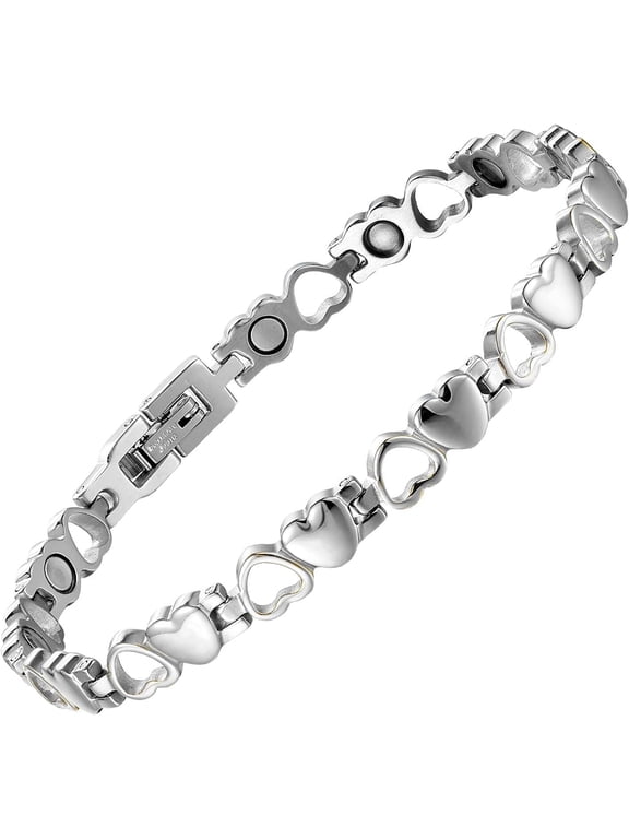 Magnetic Bracelet for Women, Titanium Steel Wristband Brazaletes for Pain Relief Solid Pure Copper Jewelry Gift with Adjustable Tool