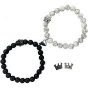 KESHAN Magnetic Bracelets for Couples King&amp;Queen Crown His and Her Bracelets Heart Matching Bracelets Long Distance Relationship Gifts for Boyfriend and Girlfriend on Anniversary Couples Jew