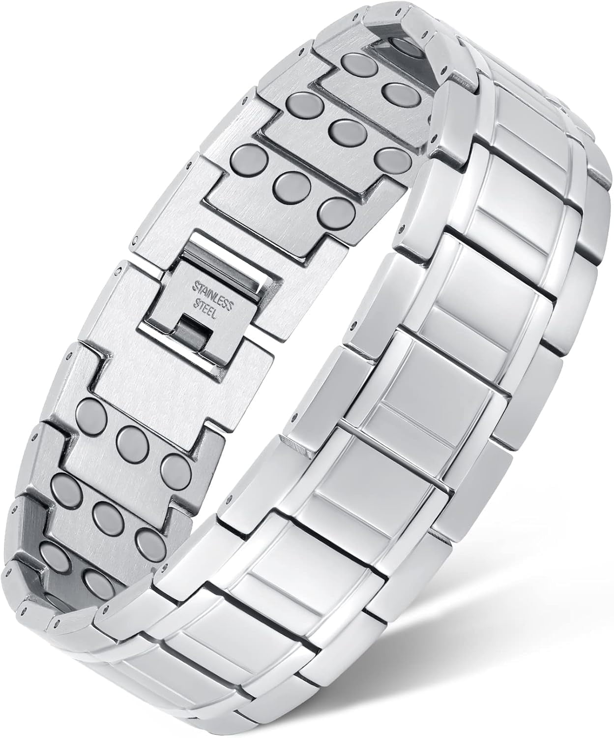 Magnetic Bracelets for Men, Stainless Steel Bracelets with 3X Magnets，8.6inches（22cm）