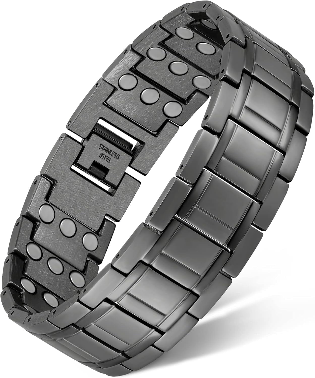 Wollet  Magnetic Bracelets for Men, Stainless Steel Bracelets with 3X Magnets，8.6inches（22cm）