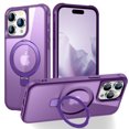 thumbnail image 1 of Magnetic Bracket Case for iPhone 12 Pro / iPhone 12 6.1" Ring Holder Kickstand Slim Case with MagSafe Compatible Car Mount Holder, Shockproof Hybrid Wireless Charging Dustproof Slim Cover, Purple, 1 of 7
