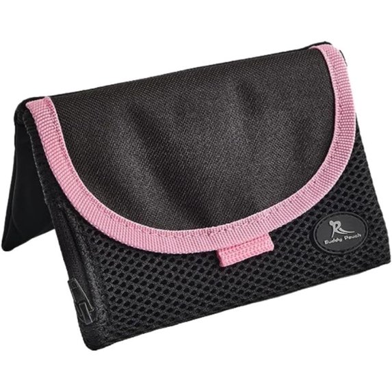 Magnetic Buddy Pouch, Beltess, Chafe and Bounce Free, Runners Fanny Pack, Phone Holder, Great for Running, Walking, Traveling & More, For Men & Women - 6-3/4” L x 4” W - Black and Pink