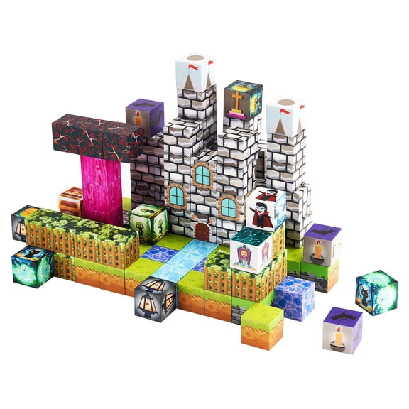 Magnetic Building Blocks 100 PCS Cemetery Zombies Set STEM Montessori Sensory Toys Construction Stacking Toy for Kids 3+ Years Old Boys Girls Christmas Birthday Gift