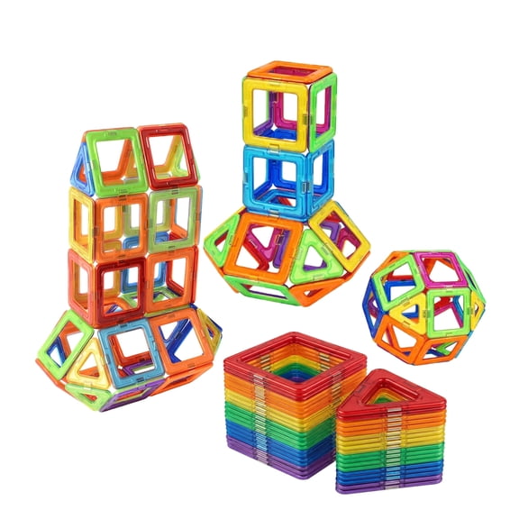Magnetic Building Blocks 30-Piece Set, Squares & Triangles STEM Toy