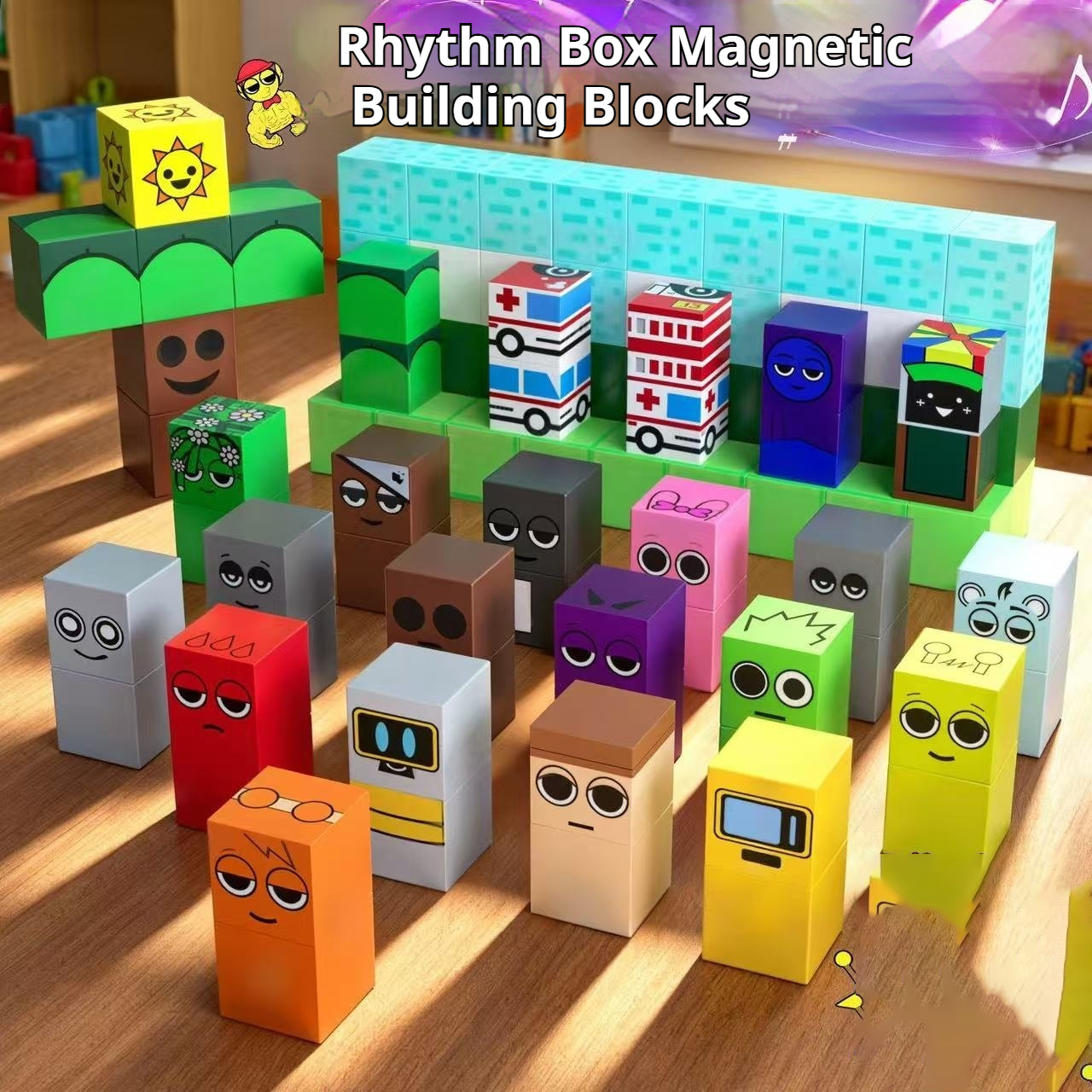 Music Box Magnetic Building Block Toys, First Generation, Full Set of 40 Characters, 46pcs