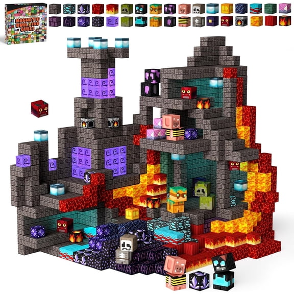 Magnetic Building Blocks, Dark Theme STEM Sensory Construction Toy for Boys and Girls Ages 3+, 100 Pieces