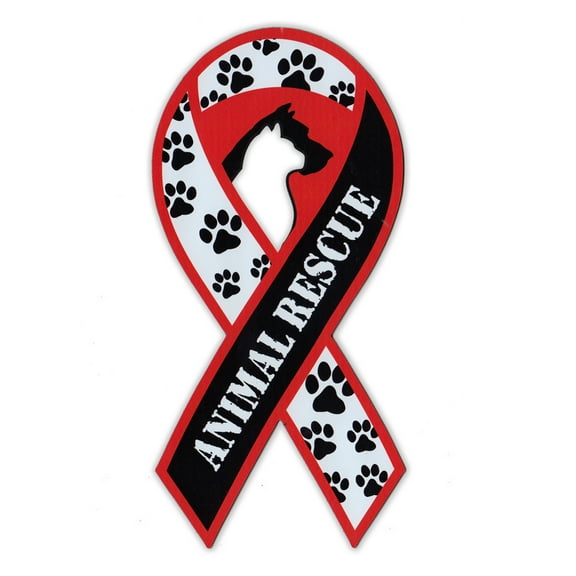Magnetic Bumper Sticker - Animal Rescue Support Ribbon (Adopt A Pet) - Awareness Magnet - 3.75" x 8"